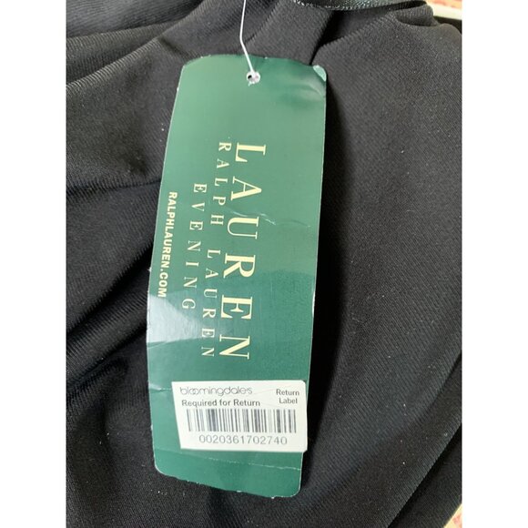 NWT Ralph Lauren One-Shoulder Black Gown Formal Crystal Brooch Size 8 RX10351 - Picture 11 of 14